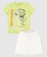 08 conjunto bebe e infantil camiseta bermuda menino verde branco