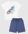 04 conjunto bebe e infantil camiseta bermuda menino verao branco azul marinho