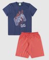 08 conjunto bebe e infantil camiseta bermuda masculino verao azul marinho