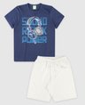 12 conjunto bebe e infantil camiseta bermuda masculino verao azul marinho