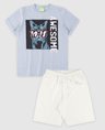 04 conjunto bebe e infantil camiseta bermuda masculino verao azul off white