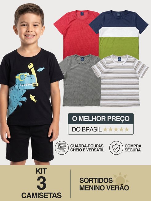 Kit de camisetas infantis